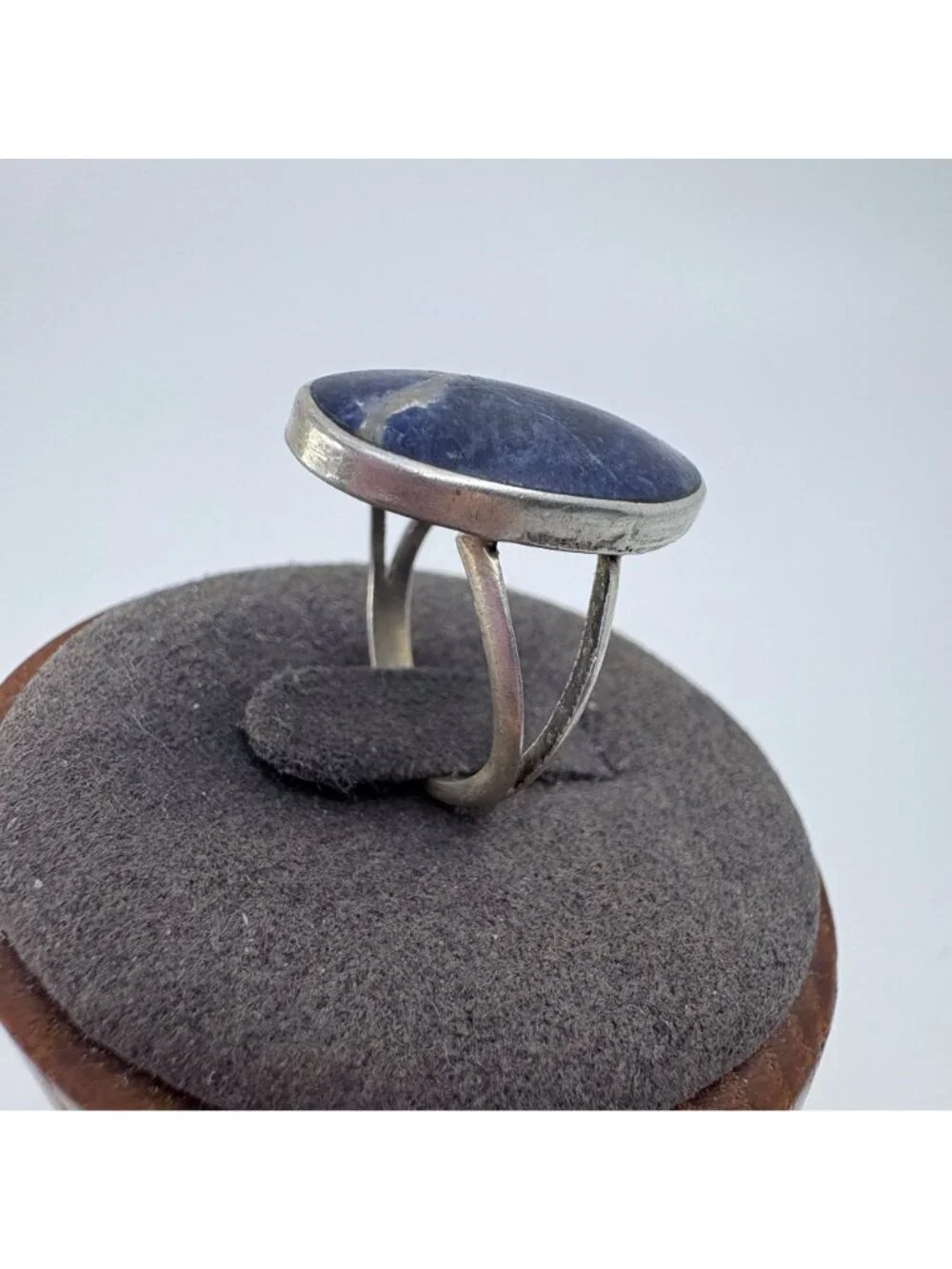 Oval Sodalite Sterling Silver 925 Bezel Set Statement Ring Size 5